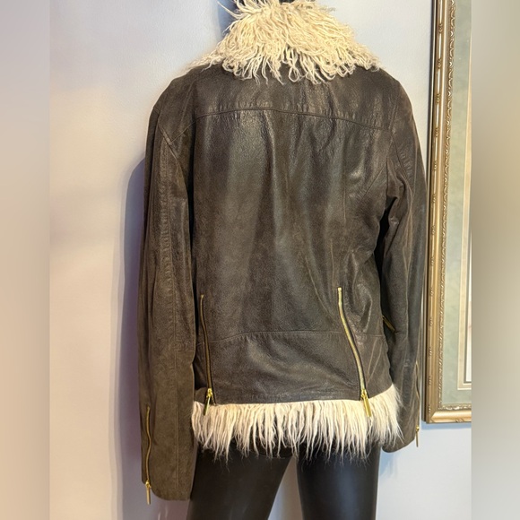 True Religion Brown and Cream Leather Jacket - Picture 7 of 14